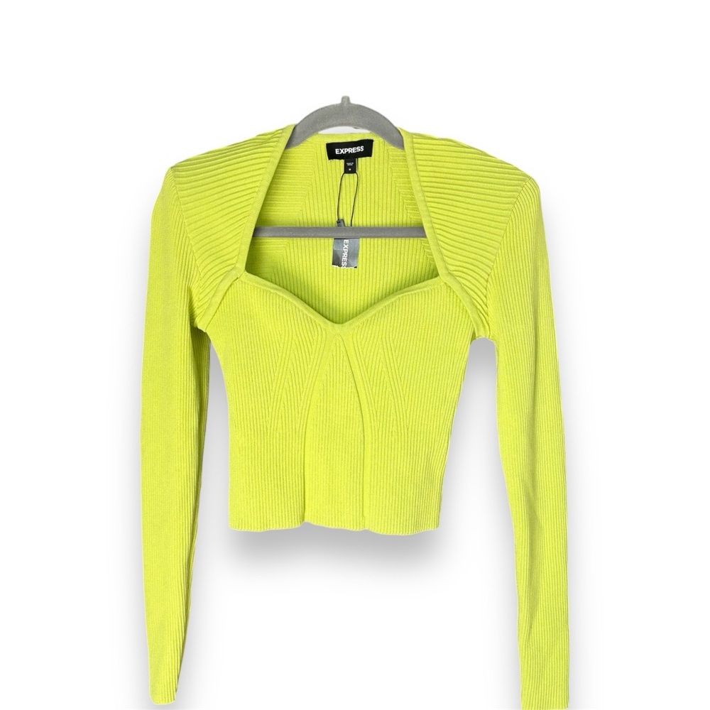 Express Brand new Yellow and green knit crop top